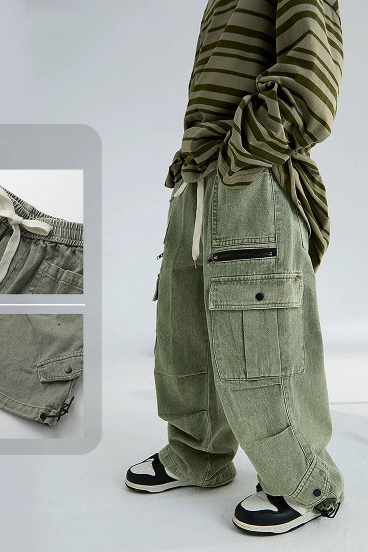 Loose Fit Denim Cargo Pants