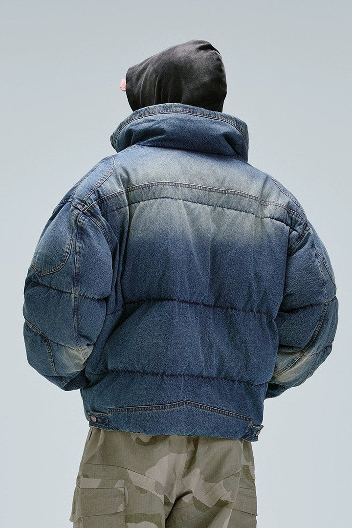 Washed Denim Puffer Jacket