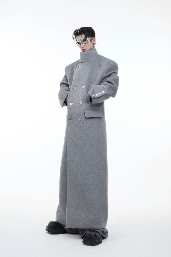 Metal Clasp Oversized Wool Overcoat