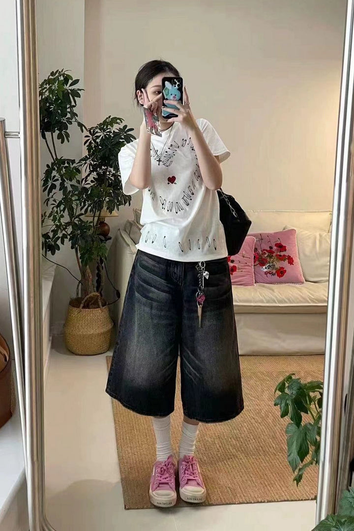 Washed Vintage Denim Shorts