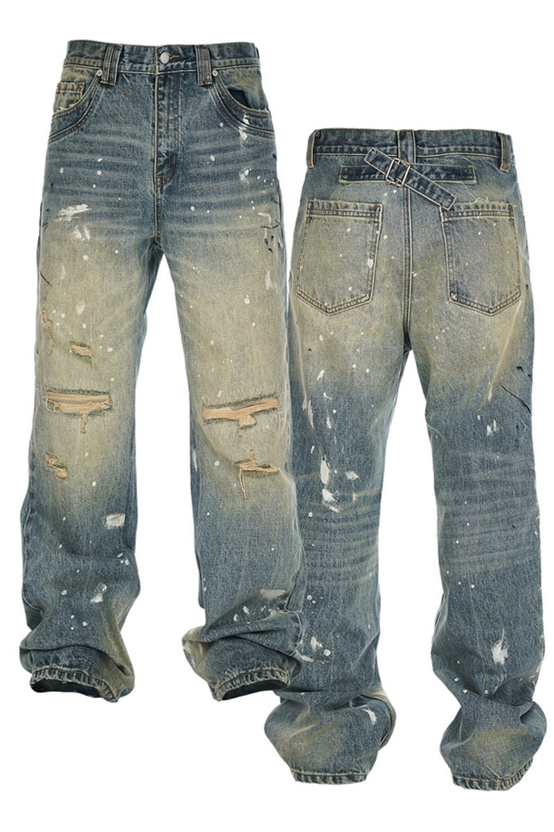 Yellowstone Distressed Paint-Splatter Jeans