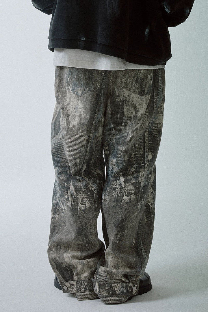 Paint-Splatter Vintage Washed Jeans