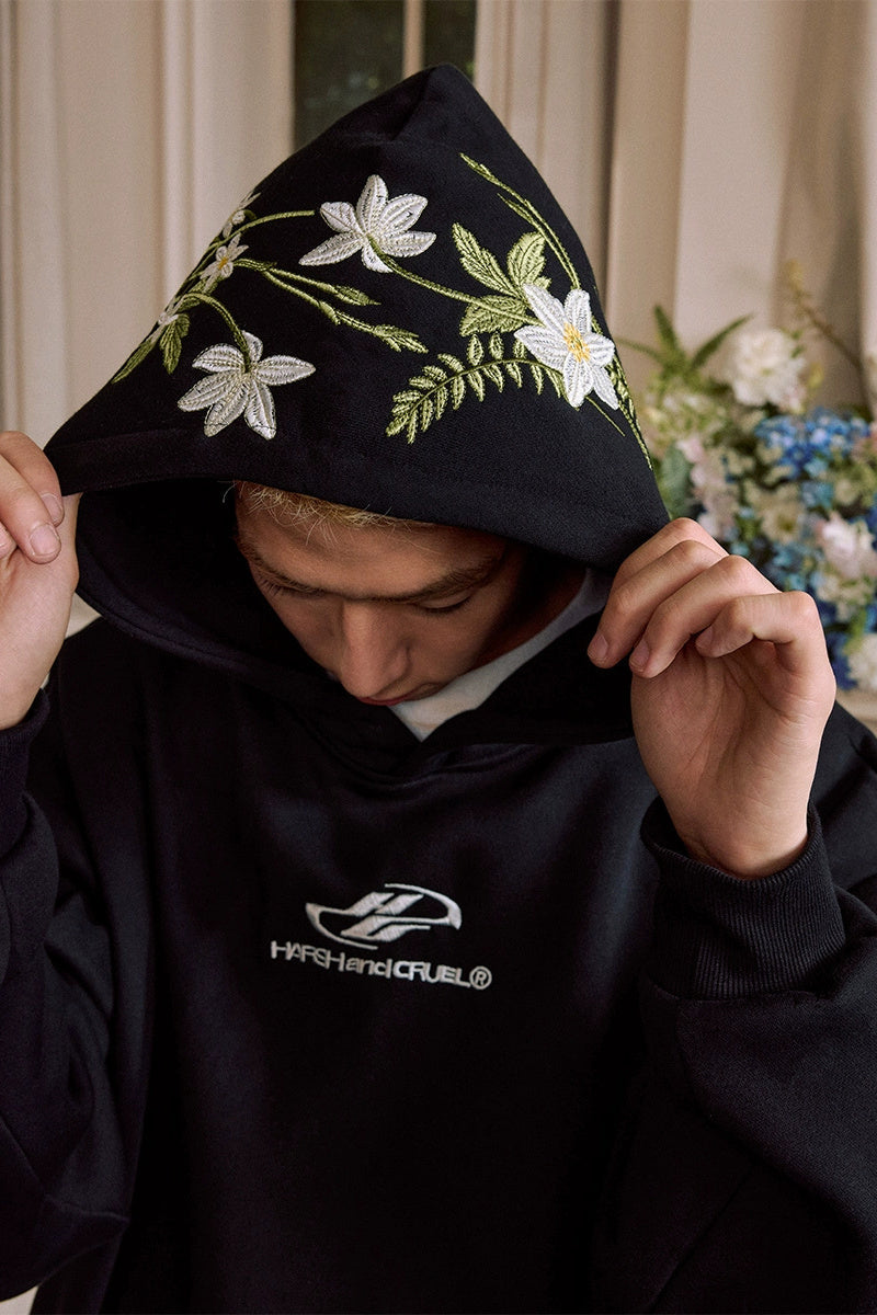 Green Floral Embroidered Hoodie