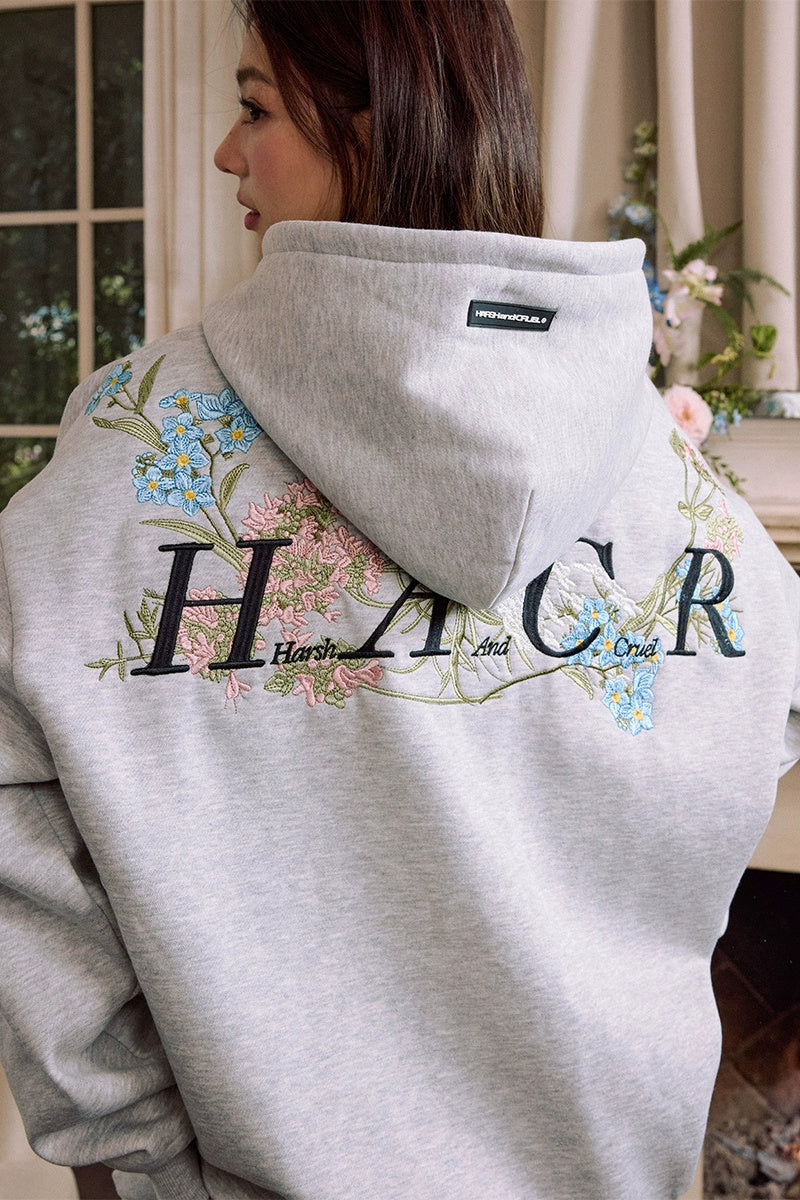 Floral Embroidered Oversized Hoodie