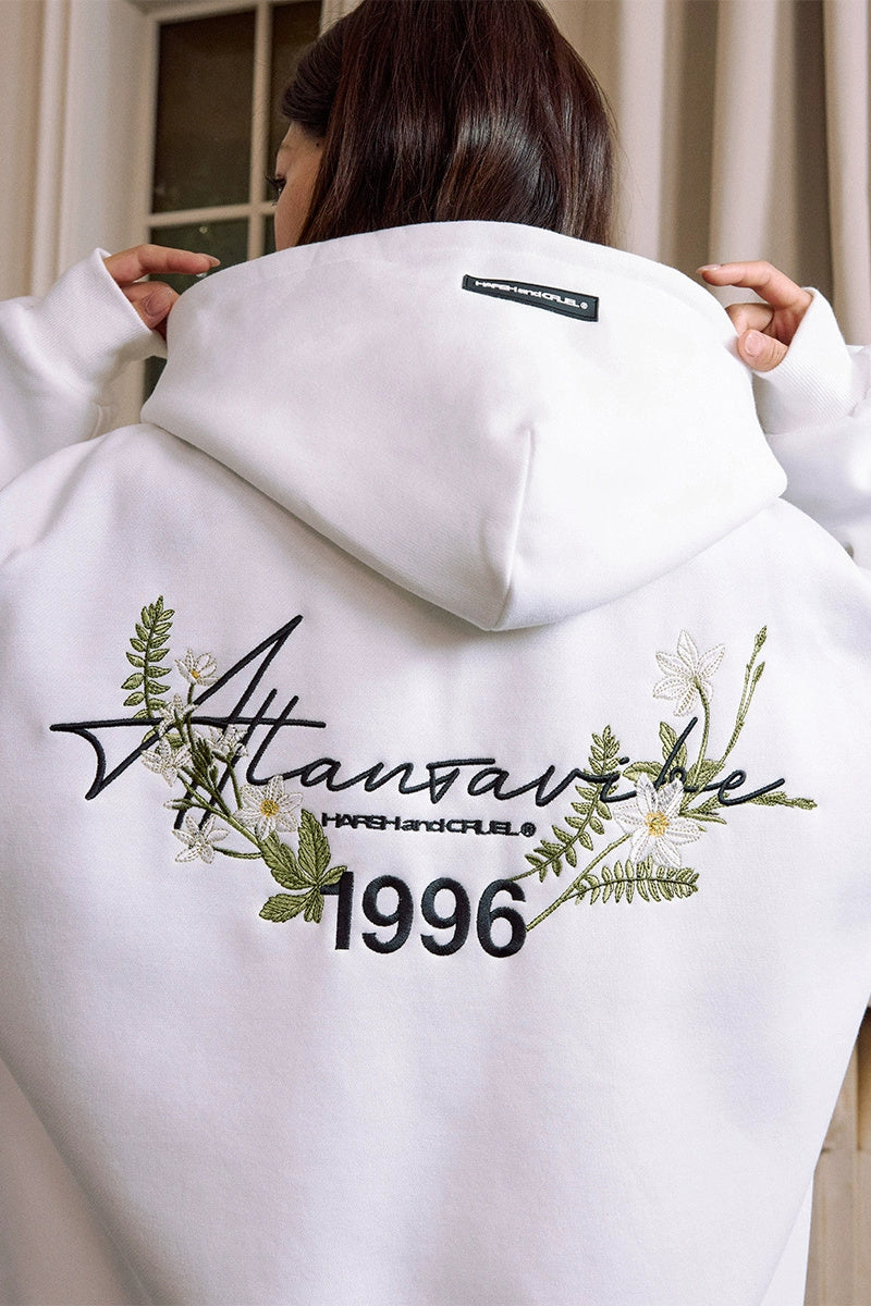 Floral Wreath Embroidered Hoodie