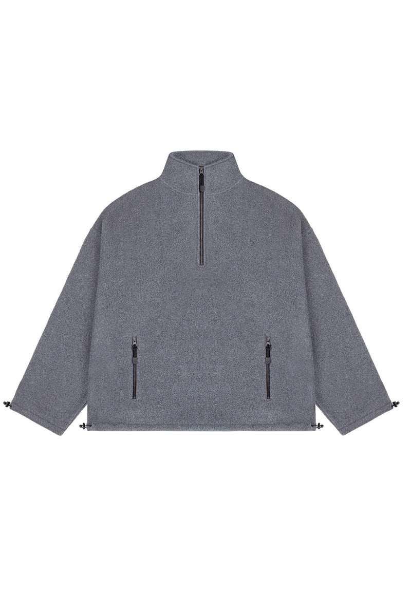 Oversized Half-Zip Fleece Sweatshirt