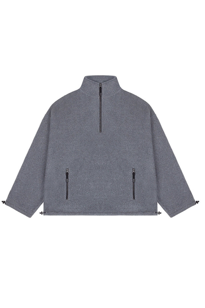 Oversized Half-Zip Fleece Sweatshirt