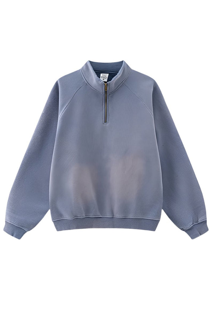 Half-Zip Stand Collar Fleece Sweatshirt