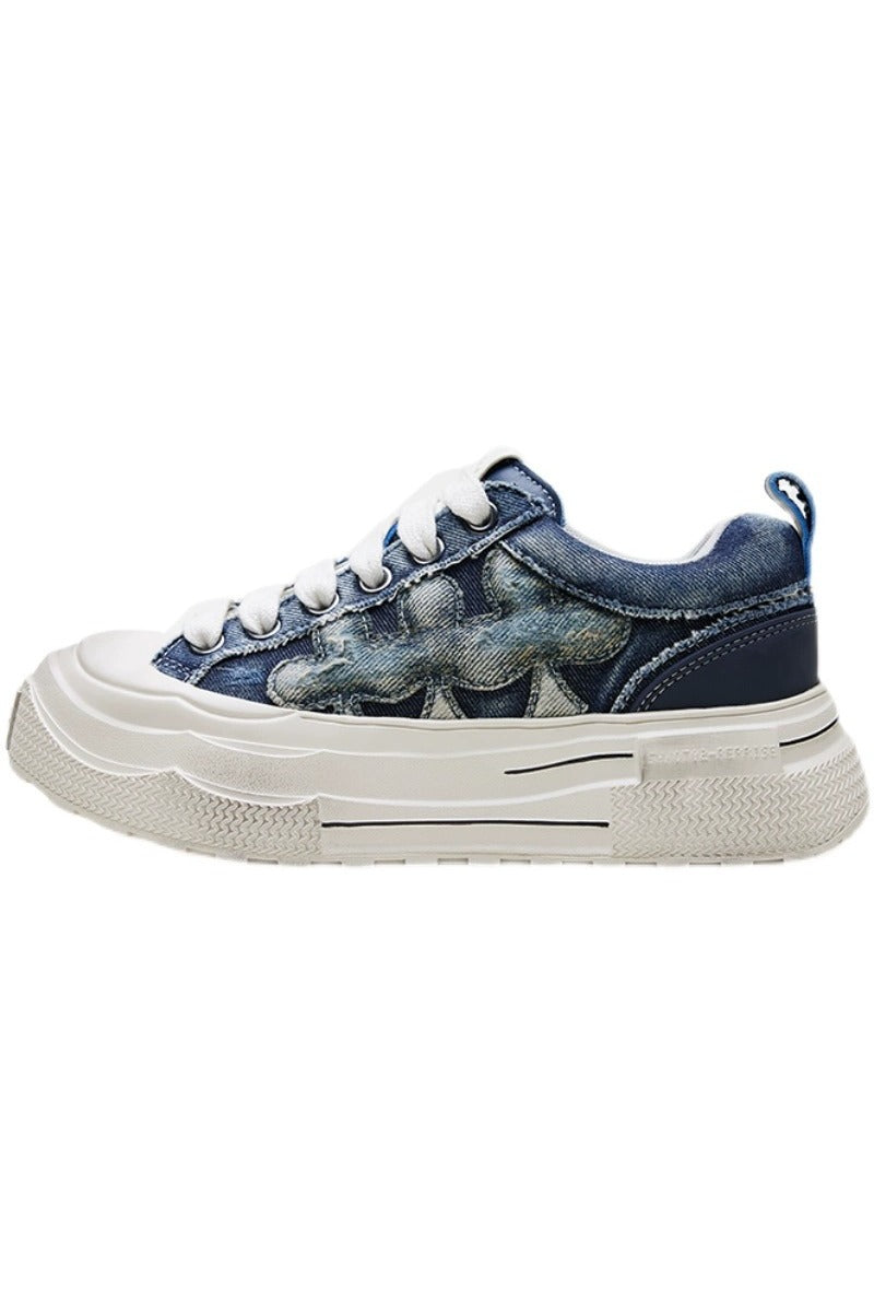 Denim Retro Canvas Low-Top Sneakers