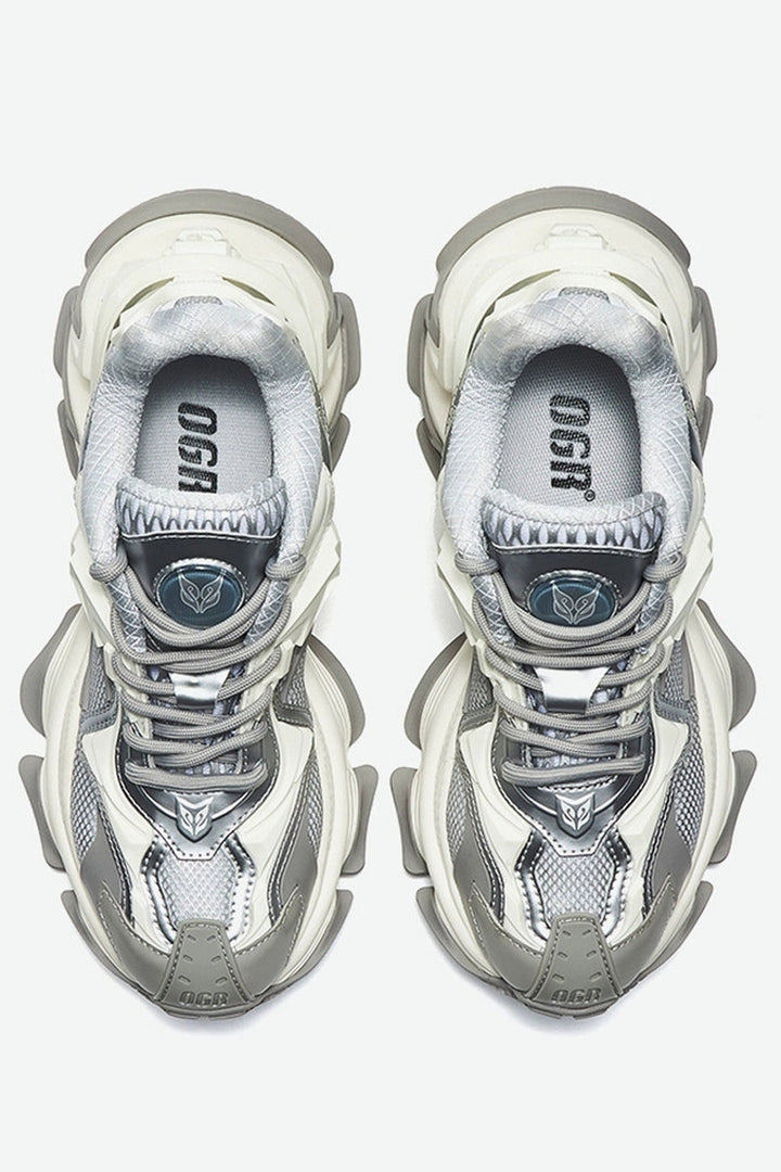 Pioneer Mecha Silver Dad Sneakers