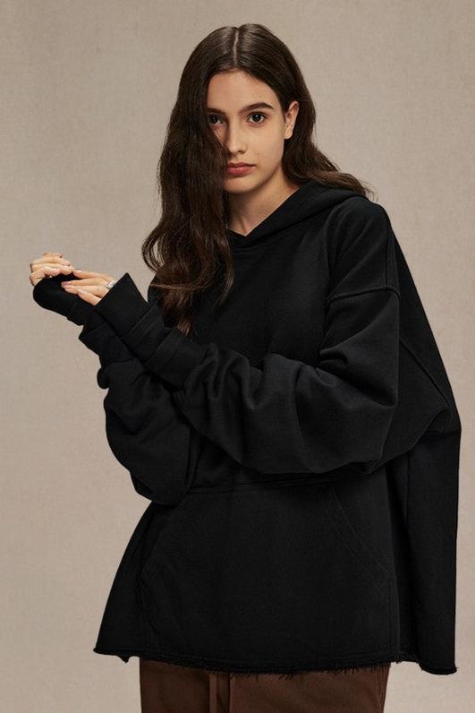 Finger Cutout Hem Hoodie