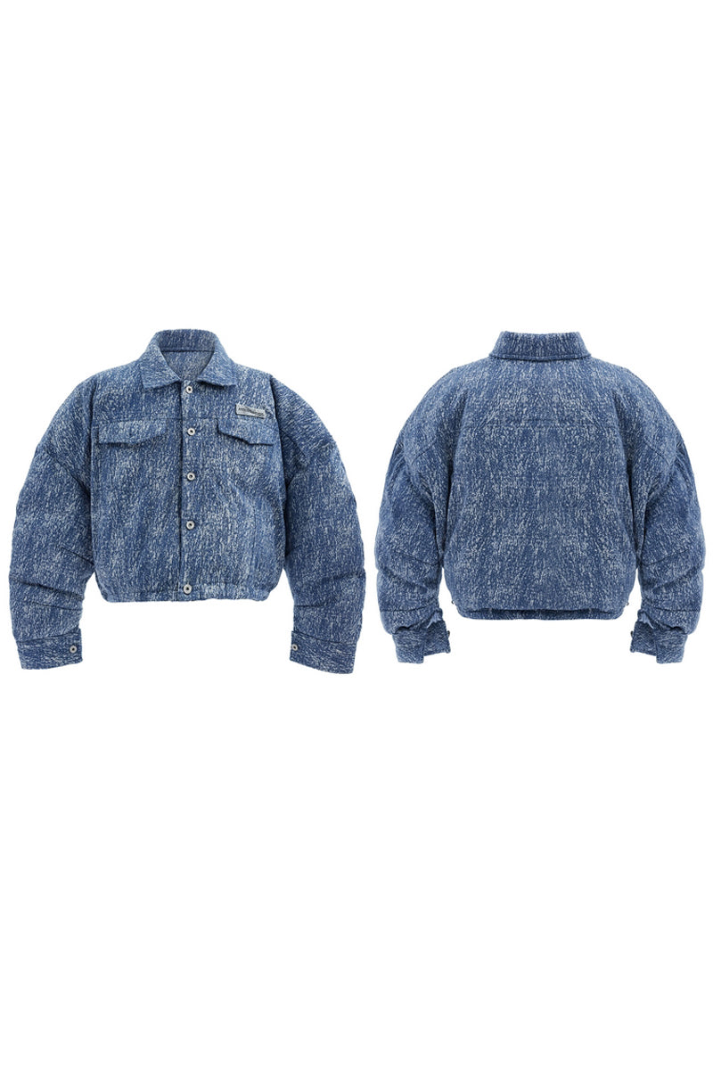 Cropped Scimitar Sleeve Denim Jacket