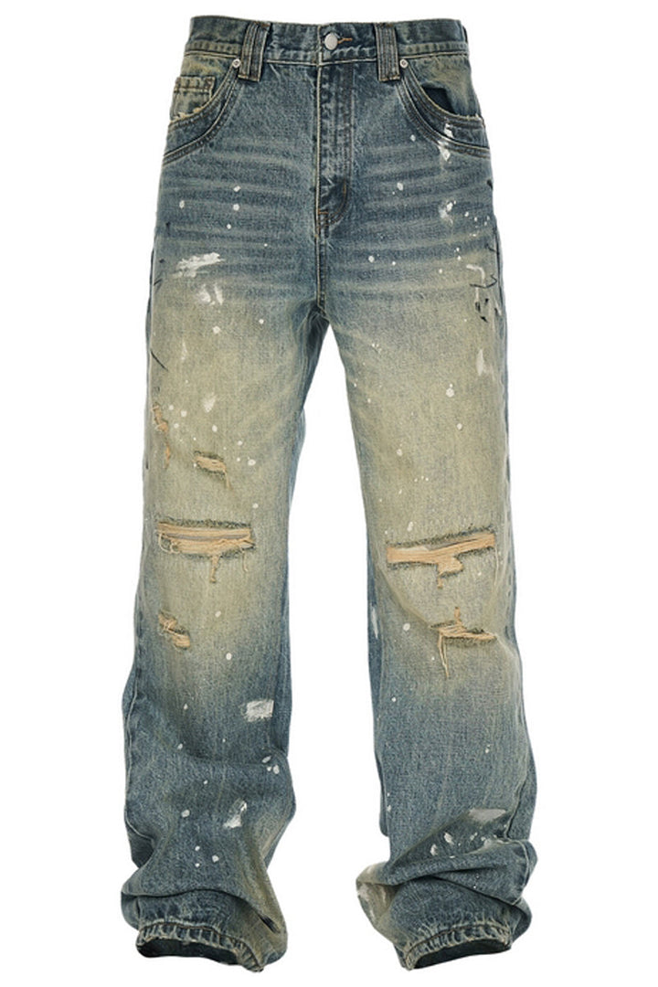 Yellowstone Distressed Paint-Splatter Jeans