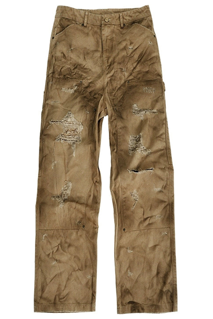 Distressed Khaki Carpenter Pants