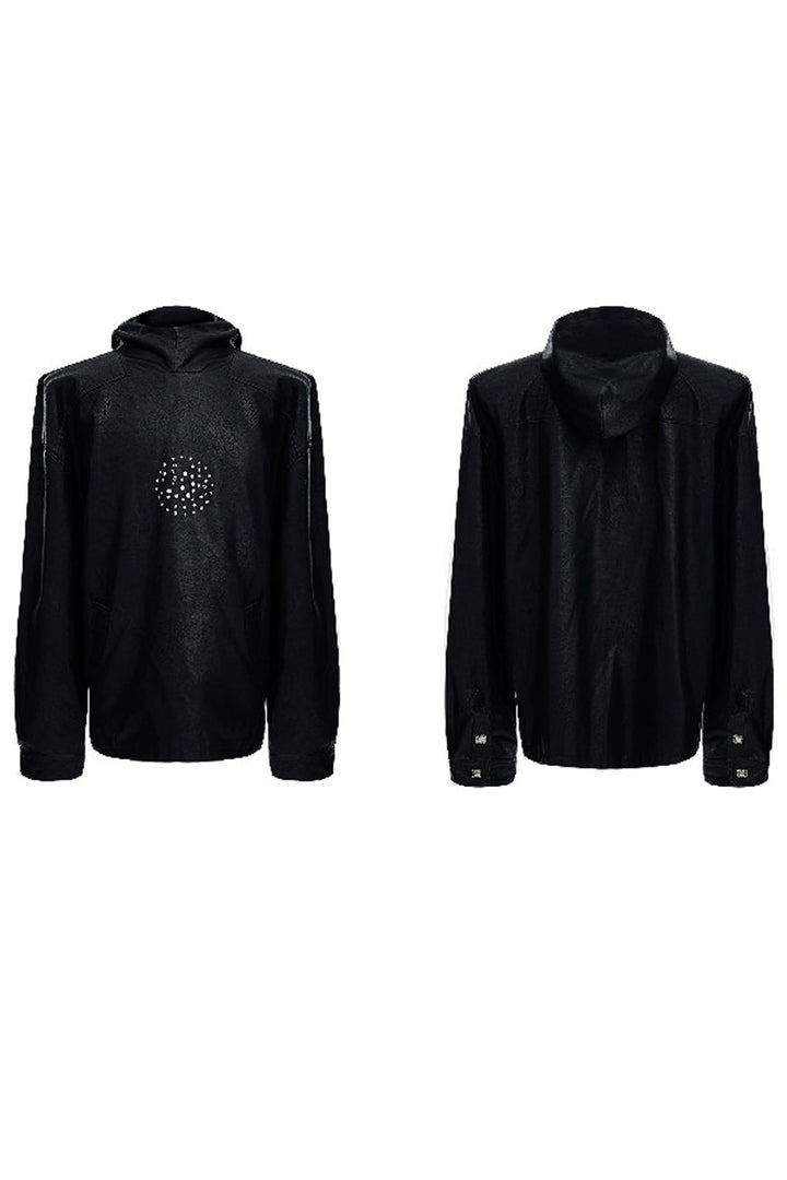 Studded Oversized PU Leather Punk Hoodie