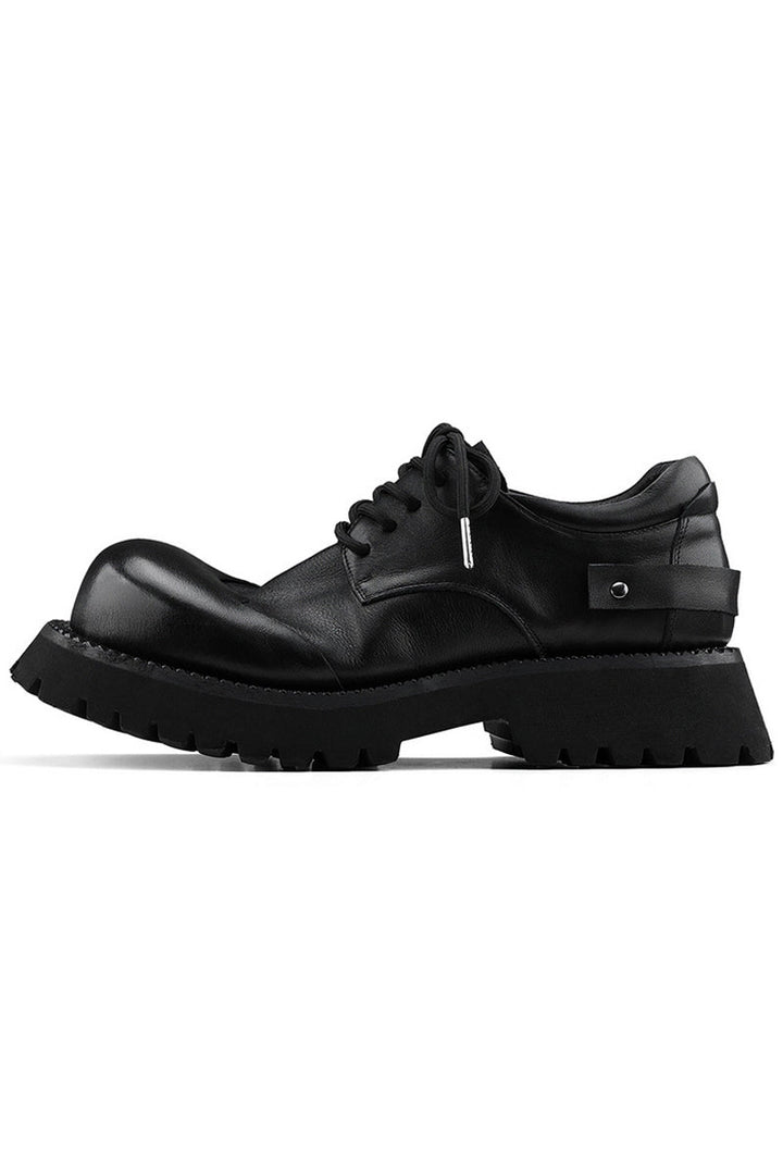 Chunky Black Leather Derby Shoes