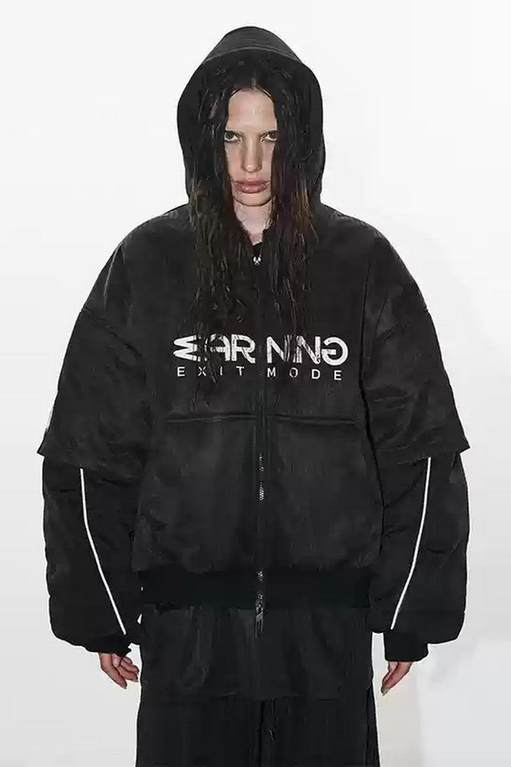 Layered Badge Hoodie Jacket