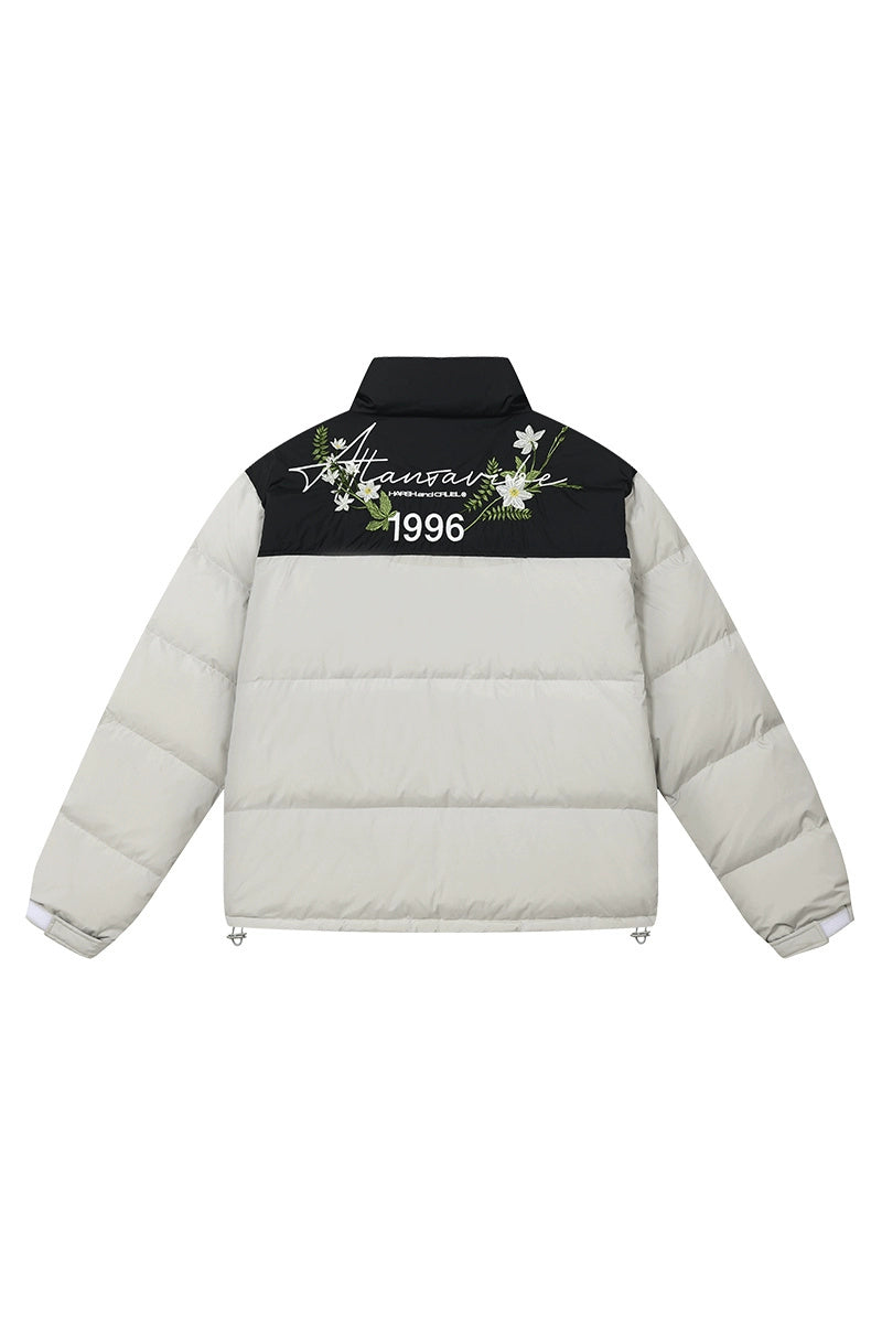 Handwritten Floral Embroidered Puffer Jacket