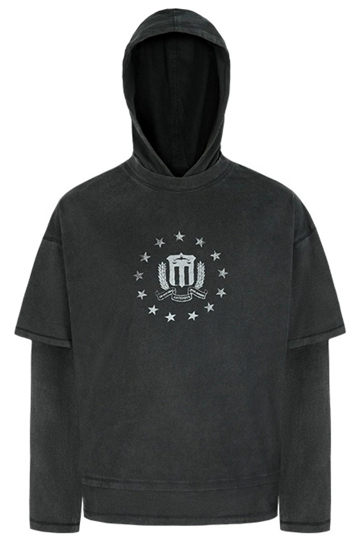 Layered Look Washed Graphic Hoodie