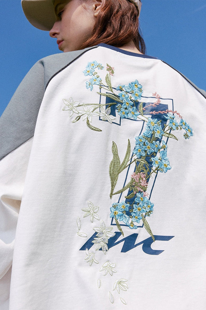 Floral Embroidery Jersey Logo Tee