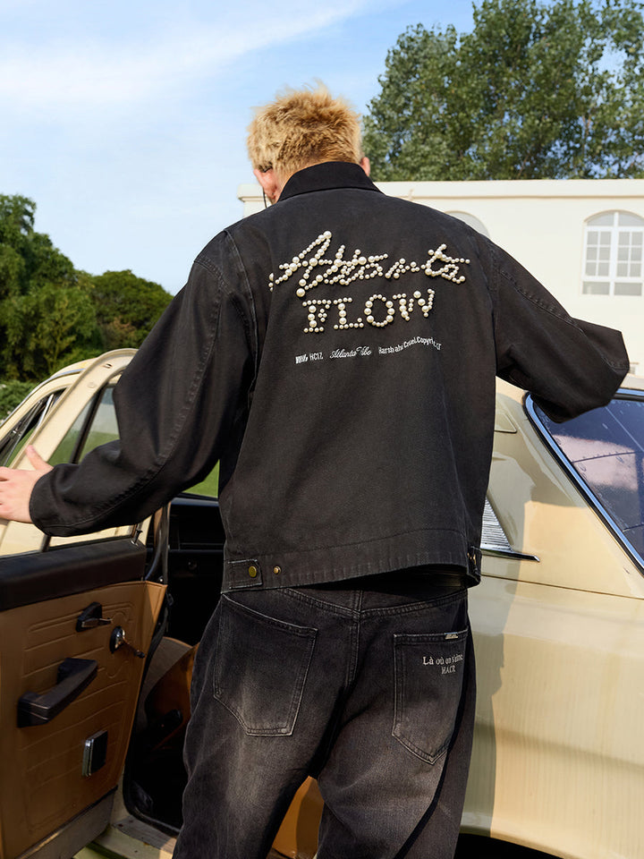 Vintage Pearl Embroidered Work Jacket