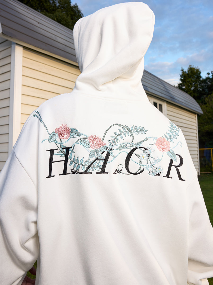 Rose Brenches Embroidered Logo Hoodie