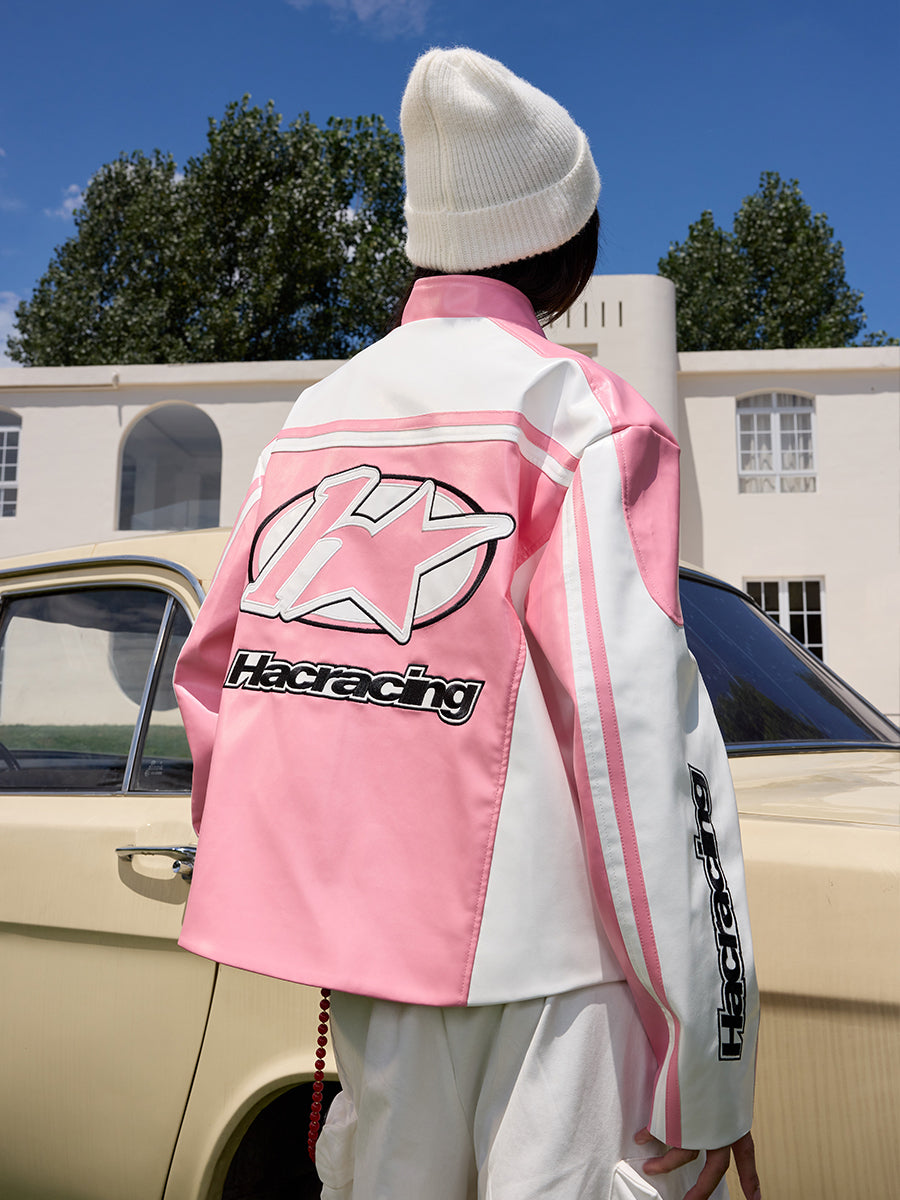 Barbie Pink Embroidered Racing Jacket