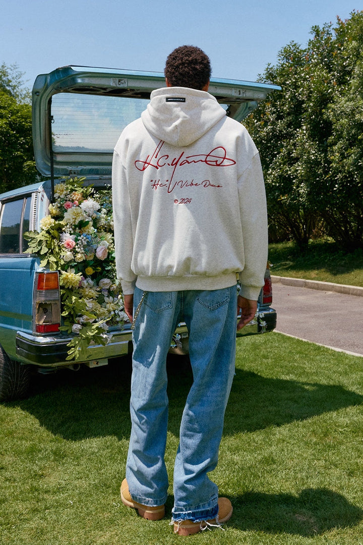 Handwritten Embroidered Zip up Hoodie