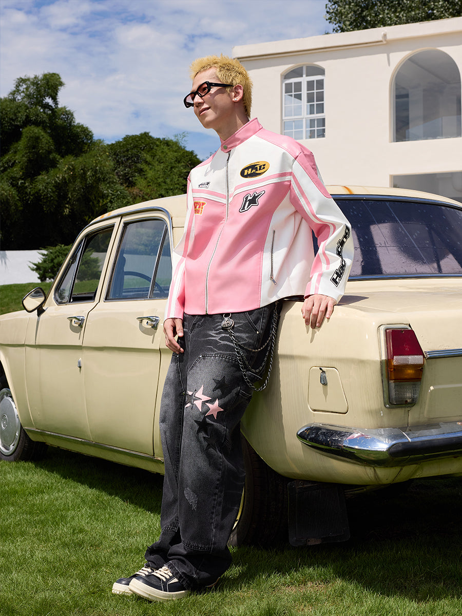 Barbie Pink Embroidered Racing Jacket