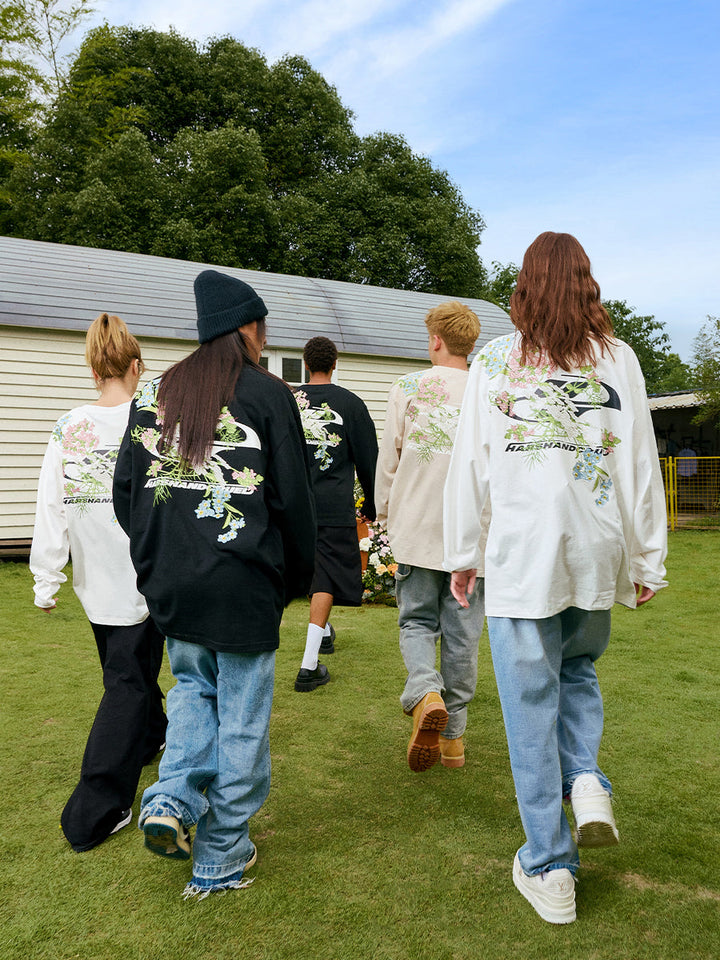 Floral Embroidered Logo L/S Tee