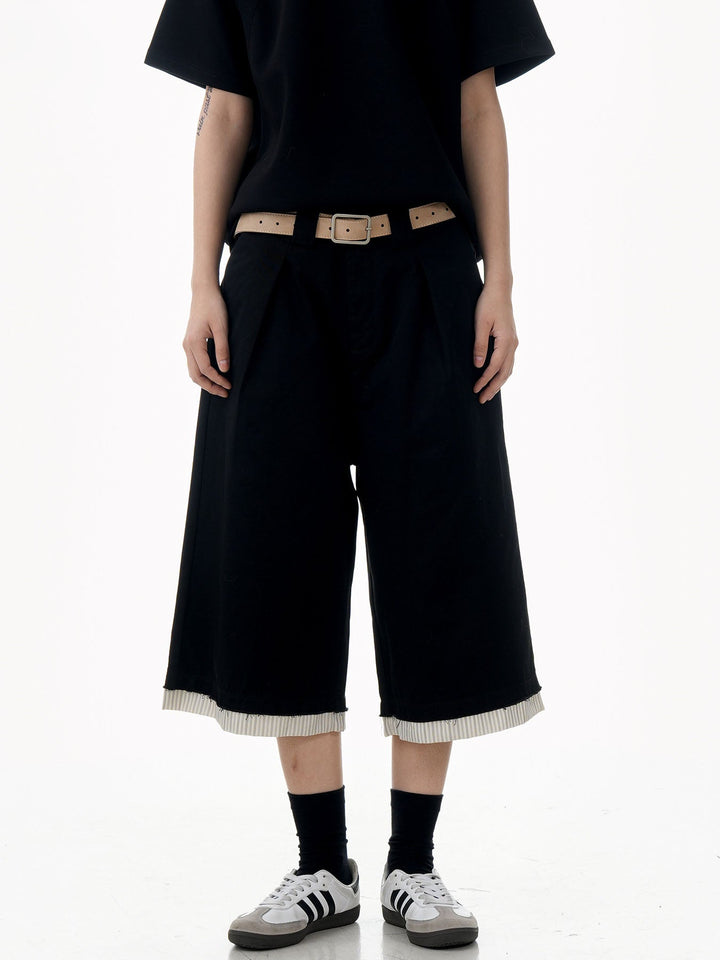 Raw Hem Patch Crop Trousers