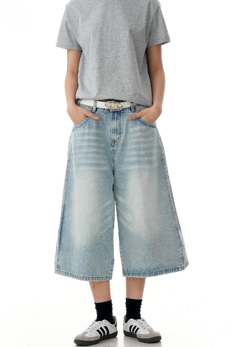 Faded Washed Crop Jeans