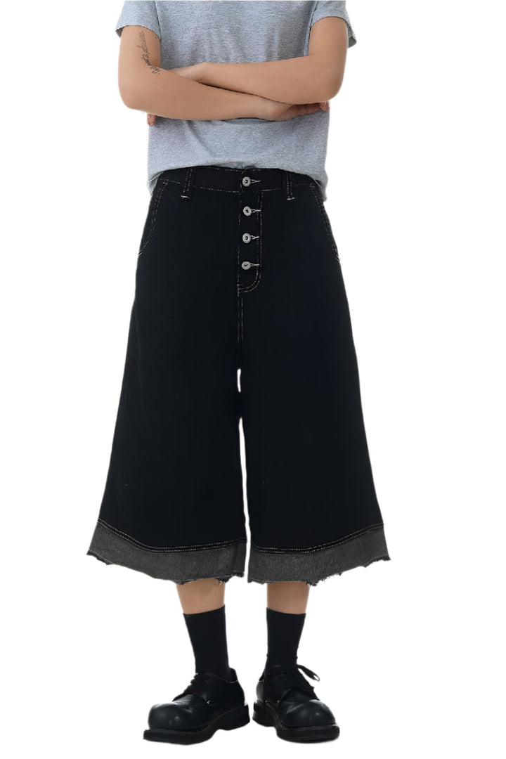 Raw Edge Patchwork Crop Jeans