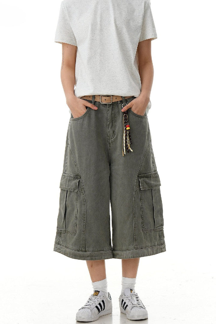 Faded Multi Pocket Crop Shorts