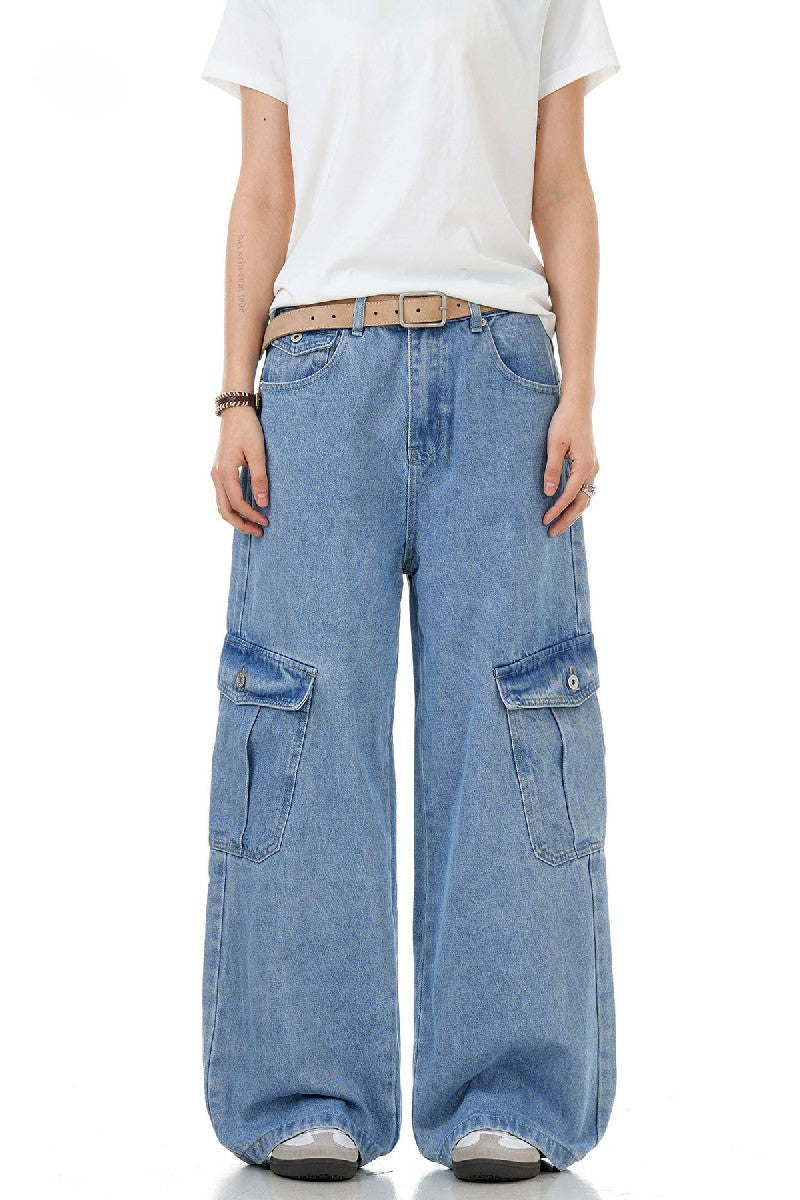 Washed Multi Pocket Cargo Jeans