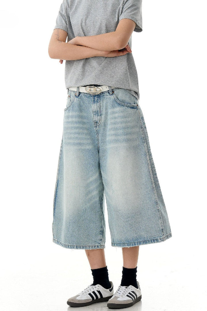 Faded Washed Crop Jeans