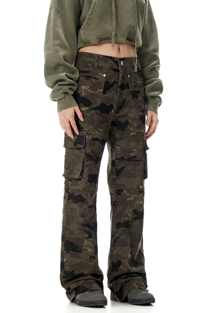 Camo Flared Cargo Pants