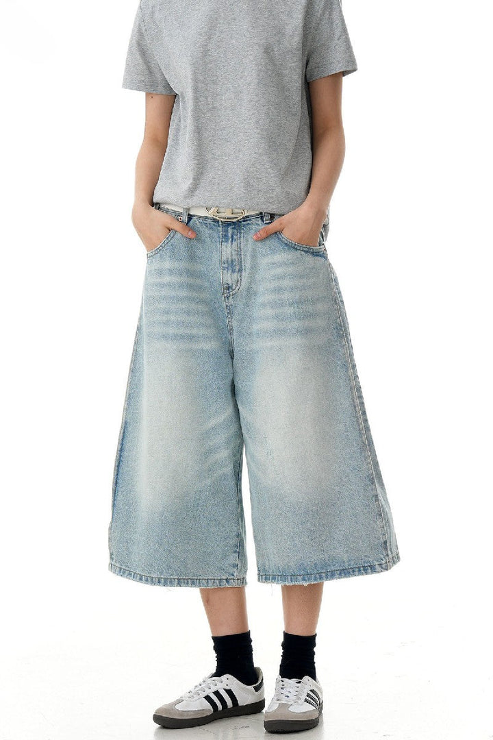 Faded Washed Crop Jeans