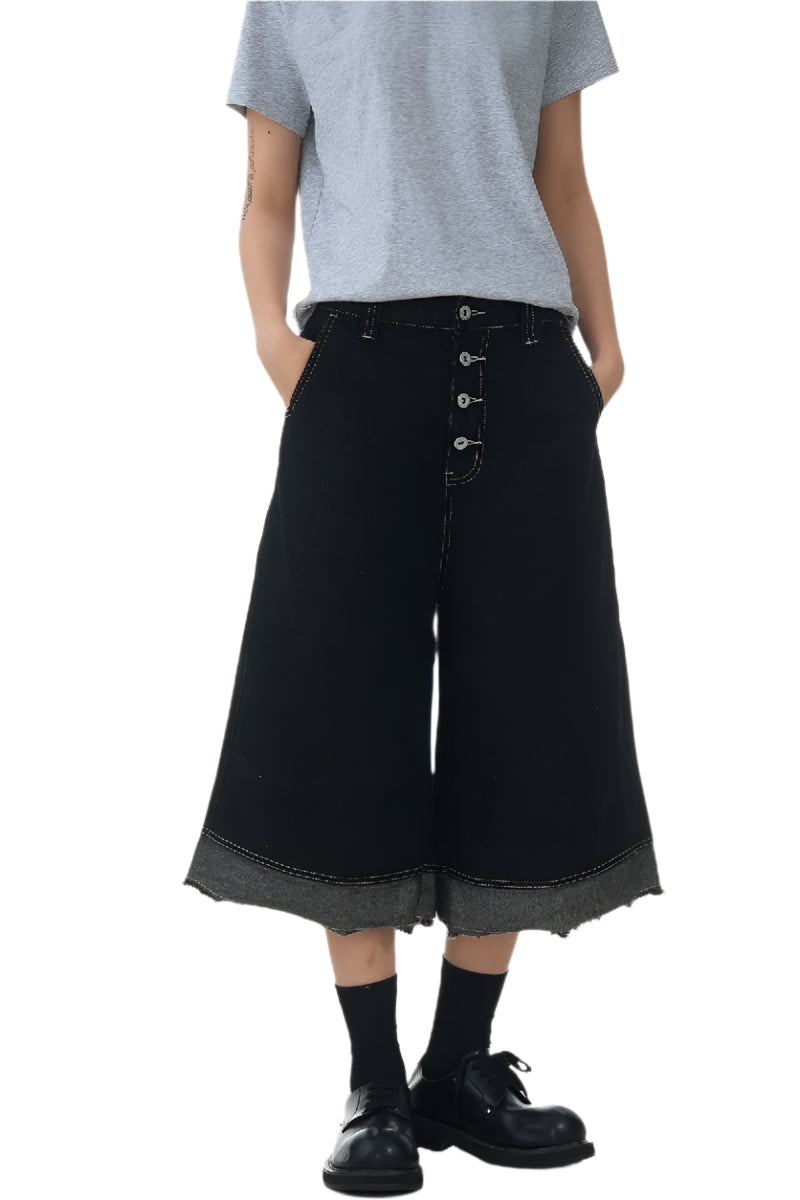 Raw Edge Patchwork Crop Jeans