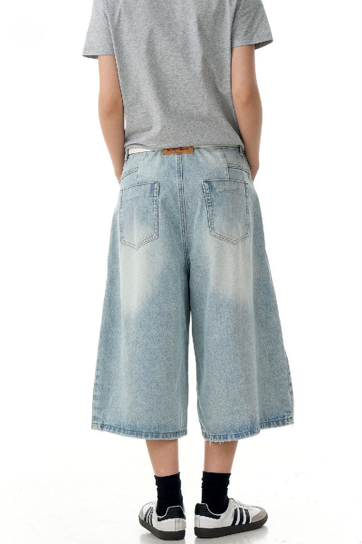 Faded Washed Crop Jeans