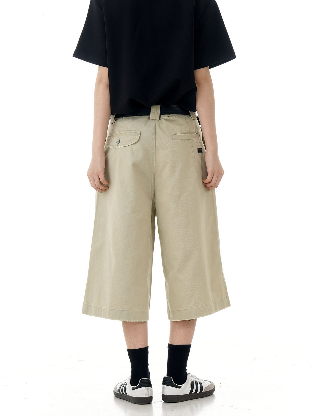 High Waist Cargo Knee Shorts