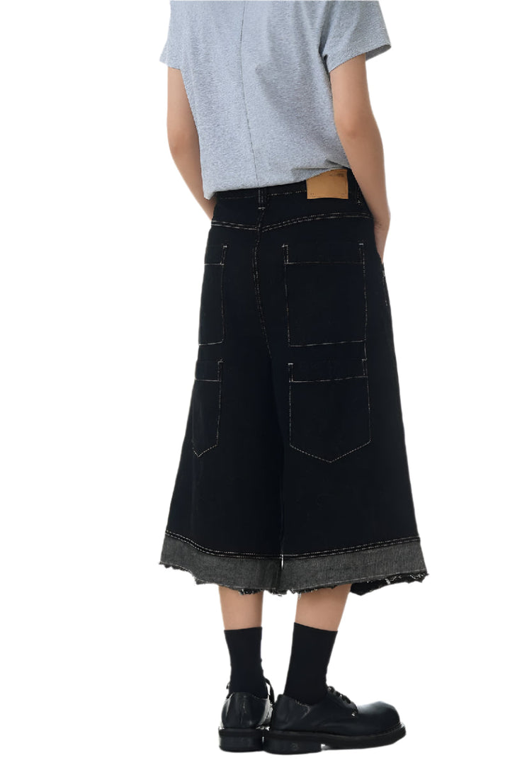 Raw Edge Patchwork Crop Jeans