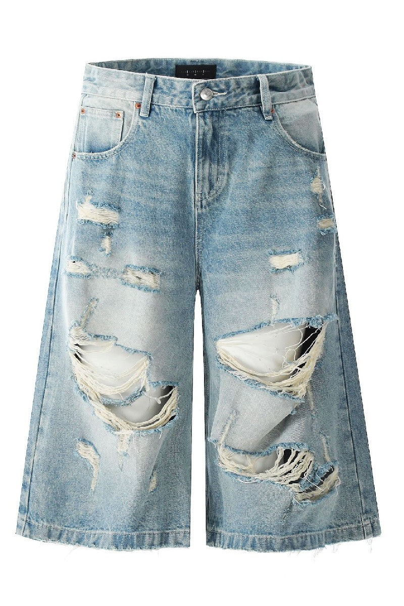 Ripped Washed Crop Jeans
