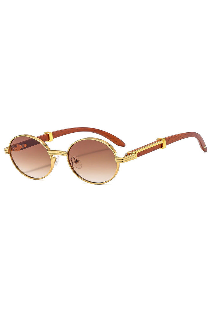 Wooden Frame Oval Sunglasses