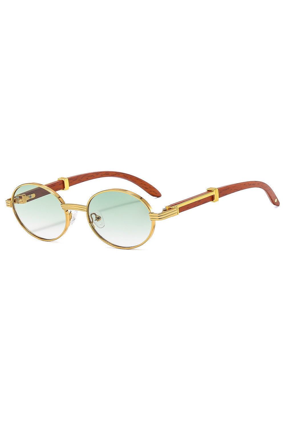 Wooden Frame Oval Sunglasses