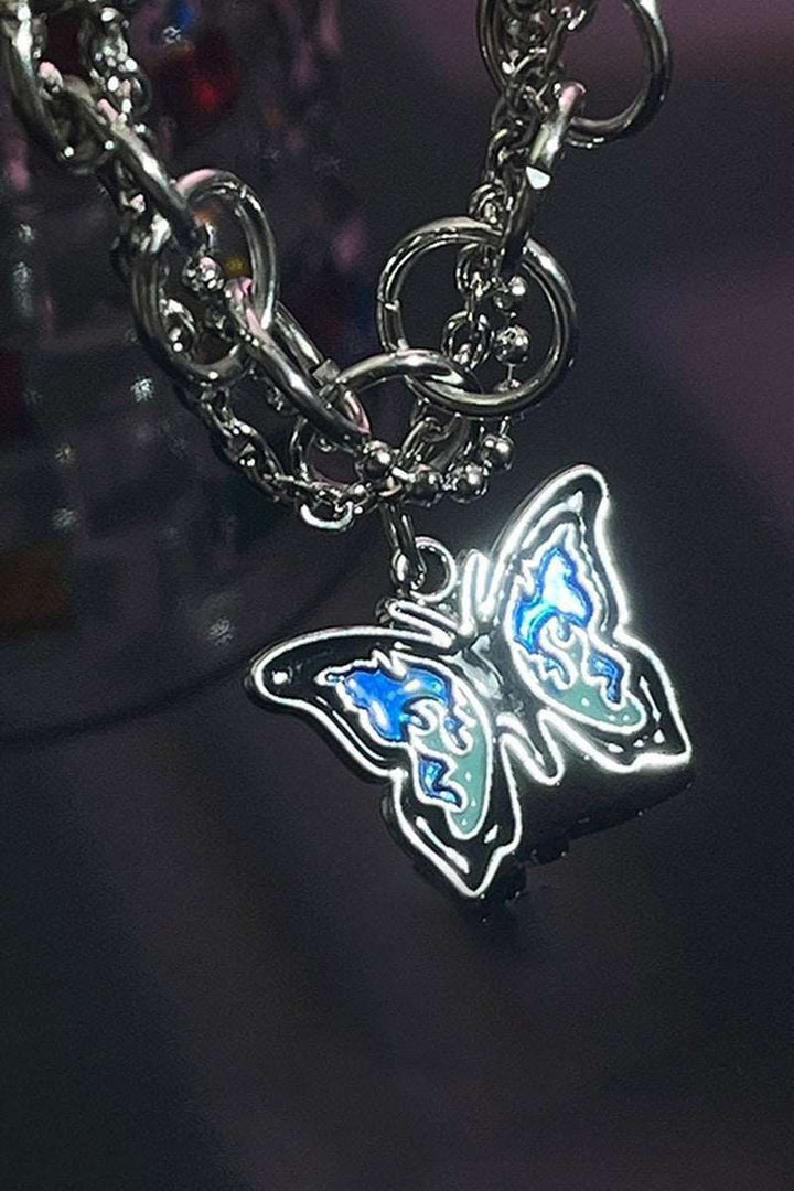 Blue Flame Butterfly Necklace