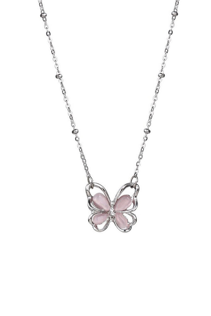 Pink Opal Butterfly Necklace